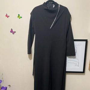 Zara black front zip long sleeves jumpsuit
